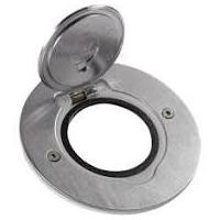 legrand Paslanmaz çelik IP44 IK08 korumalı donatılabilir tekli yuvarlak döşeme prizi-089701